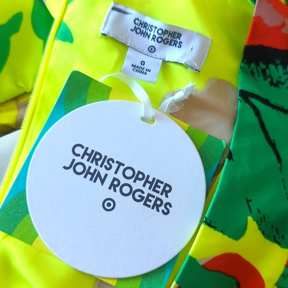 Christopher John Roger's x Target Dress Chartreuse Green Yellow Floral Ruffle - Picture 8 of 9